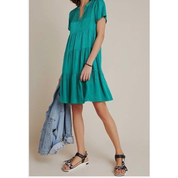 Anthropologie Dresses & Skirts - Anthropologie Maeve Tania Dress Green Leopard Print Size Large Brand New Preppy